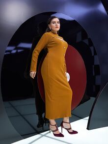 Mulvari Vestido con botón delantero con top súper corto - Marrón - Ver 3