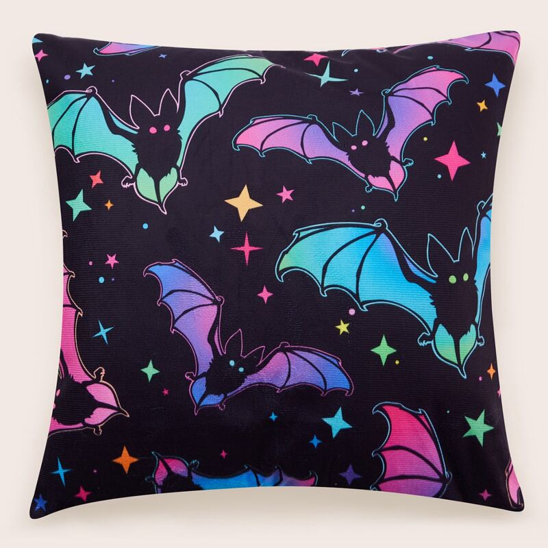 

Halloween Bat Print Cushion Cover Without Filler, Multicolor