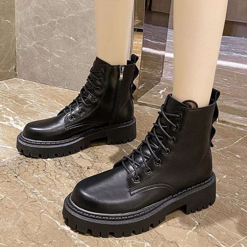 

Lace-up Front Combat Boots, Black