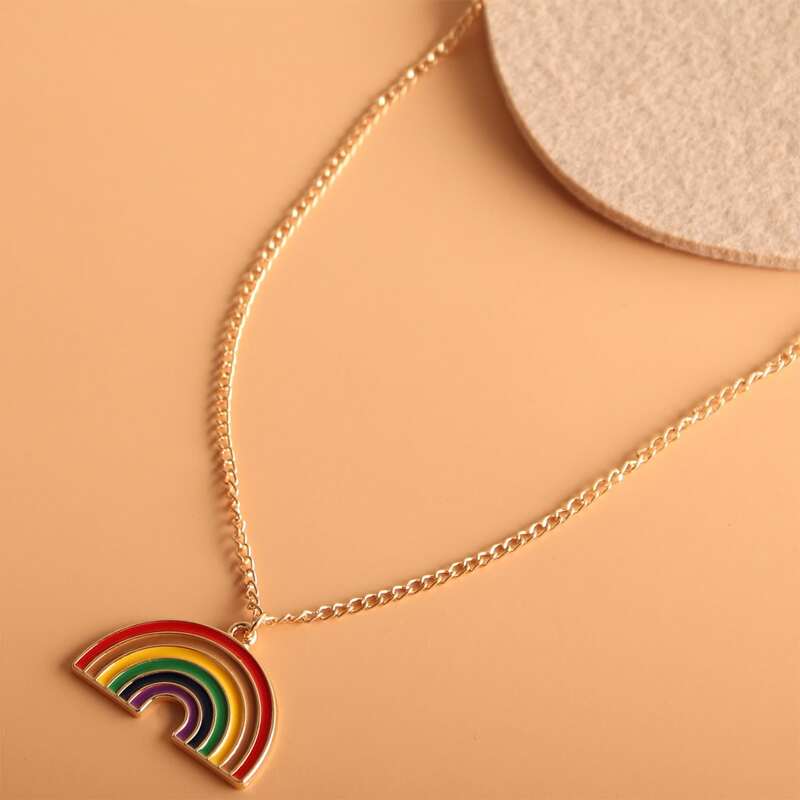 

Rainbow Pendant Necklace, Multicolor