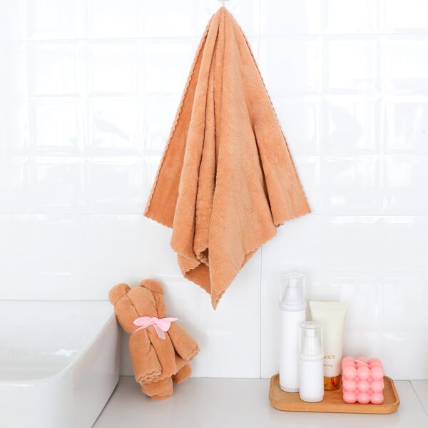 

1pc Solid Color Towel, Orange