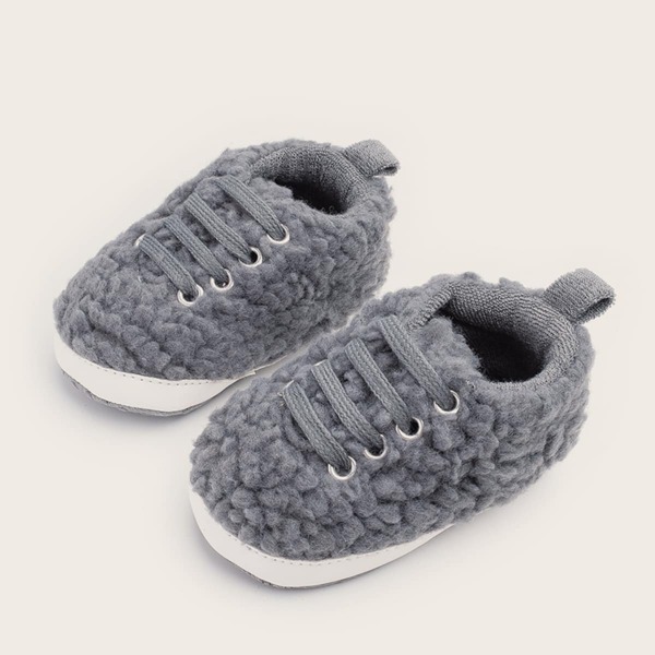 

Baby Fluffy Lace Up Front Sneakers, Grey