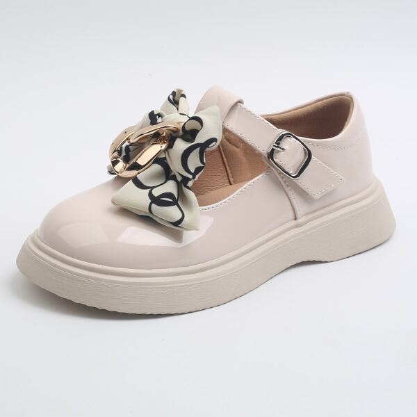 

Girls Bow Decor Mary Jane Flats, Beige