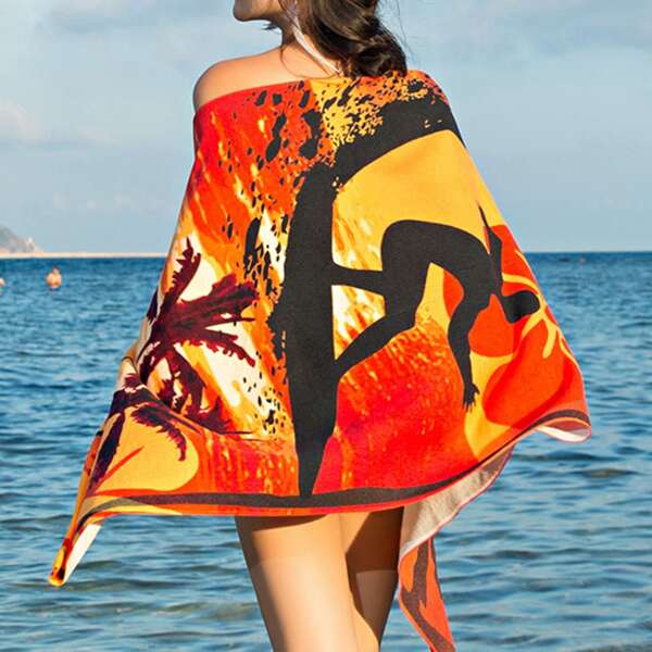 

1pc Tropical Bath Towel, Multicolor