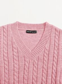SHEIN Unity 麻花編織毛衣背心 - 淺粉色 - 查看 3