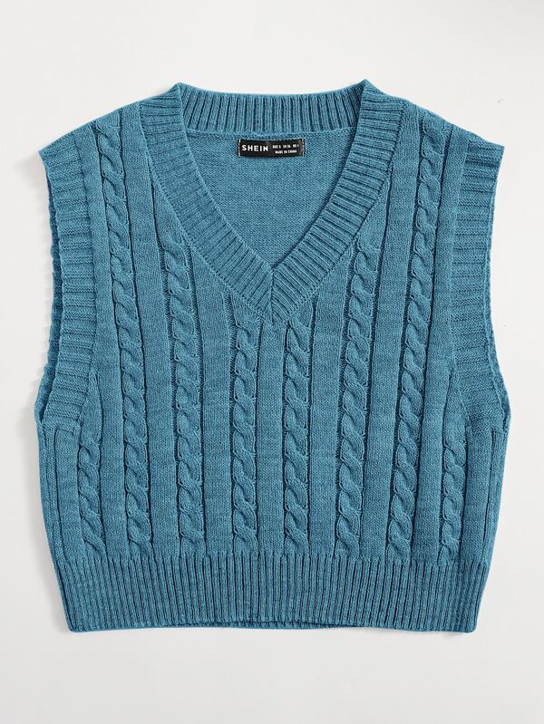 Cable Knit Sweater Vest SHEIN USA