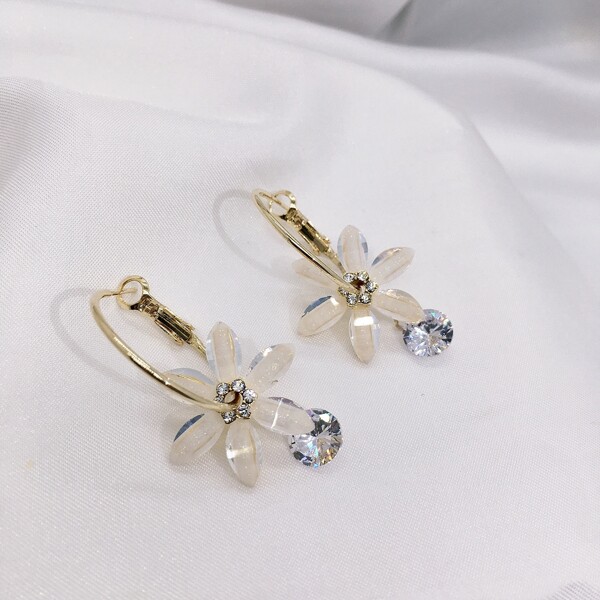 

14K Gold Plated Flower Drop Earrings, Apricot