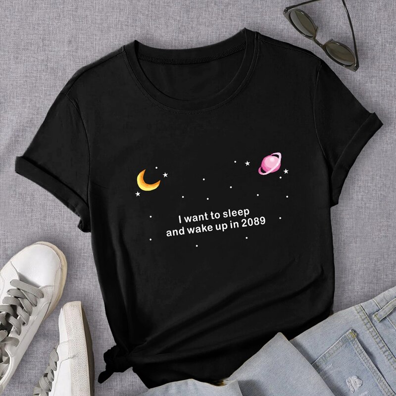 

Galaxy Slogan Print Tee, Black