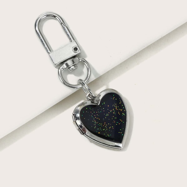 

Heart Design Bag Charm, Black