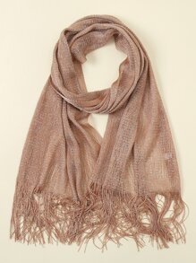 1pc Ladies' Fashionable Gold Thread Tassel Scarf Shawl For Party, Gathering, And Daily Wear - Champagne - View 2