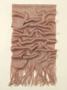 1pc Ladies' Fashionable Gold Thread Tassel Scarf Shawl For Party, Gathering, And Daily Wear - Champagne - View 3