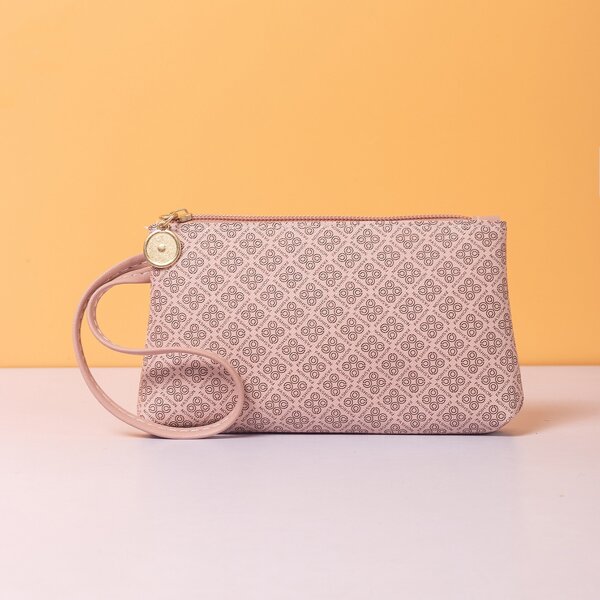 

Geometric Pattern Wristlet Bag, Pink