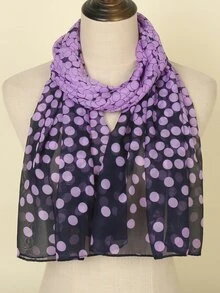 Polka Dot Scarf - Mauve Purple - View 2