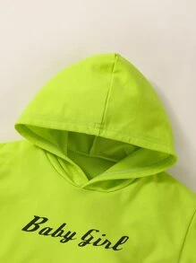 Capucha con estampado de letra con pantalones deportivos con costura lateral en contraste - Multicolor - Ver 3
