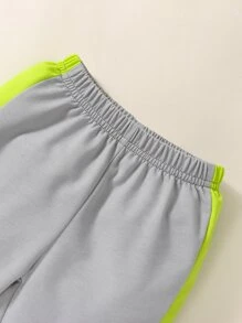 Capucha con estampado de letra con pantalones deportivos con costura lateral en contraste - Multicolor - Ver 6