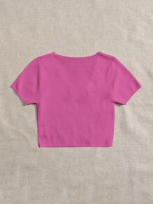 SHEIN Cárdigan con cordón delantero - Rosa Fucsia - Ver 2