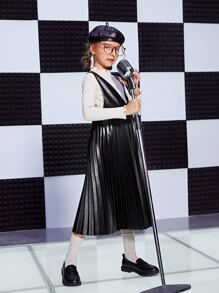 SHEIN Đầm Gái Xếp li màu trơn Ăn mặc đẹp - màu đen - Xem 6