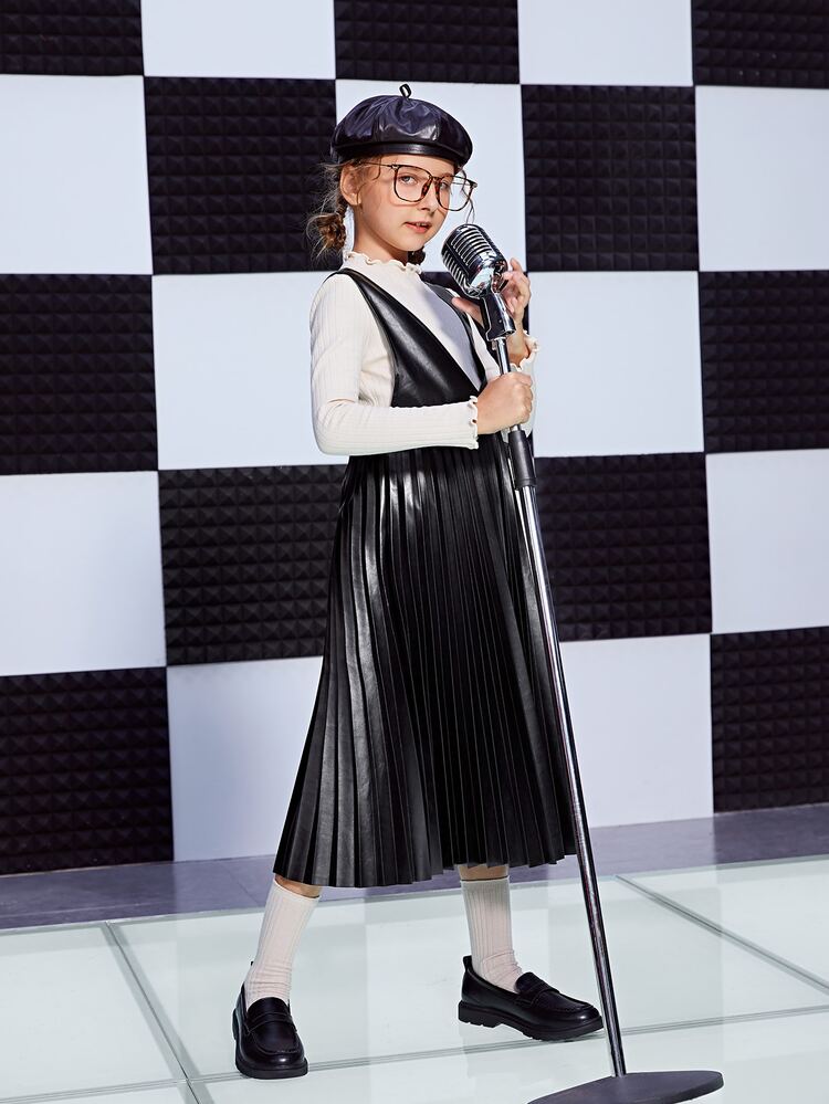 SHEIN Đầm Gái Xếp li màu trơn Ăn mặc đẹp - màu đen - Xem 6