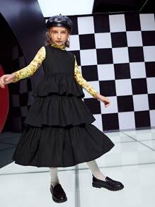 SHEIN Niñas Vestido a capas bajo con fruncido sin top