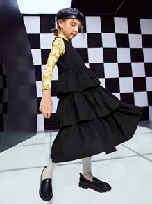 SHEIN Niñas Vestido a capas bajo con fruncido sin top