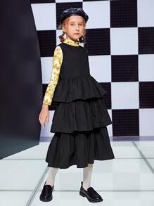 SHEIN Niñas Vestido a capas bajo con fruncido sin top