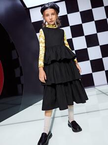 SHEIN Niñas Vestido a capas bajo con fruncido sin top