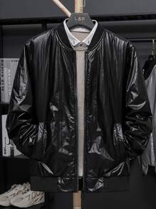 Manfinity Men Zip Up Bomber Jacket Without Top - Black - View 1