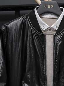 Manfinity Men Zip Up Bomber Jacket Without Top - Black - View 3