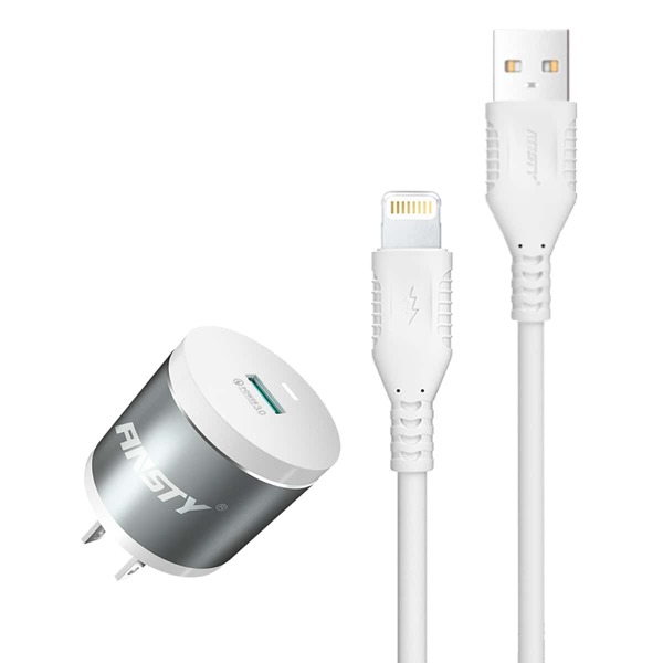 

1шт Головка для быстрой зарядки & 1шт Кабель для передачи данных iPhone, Серый