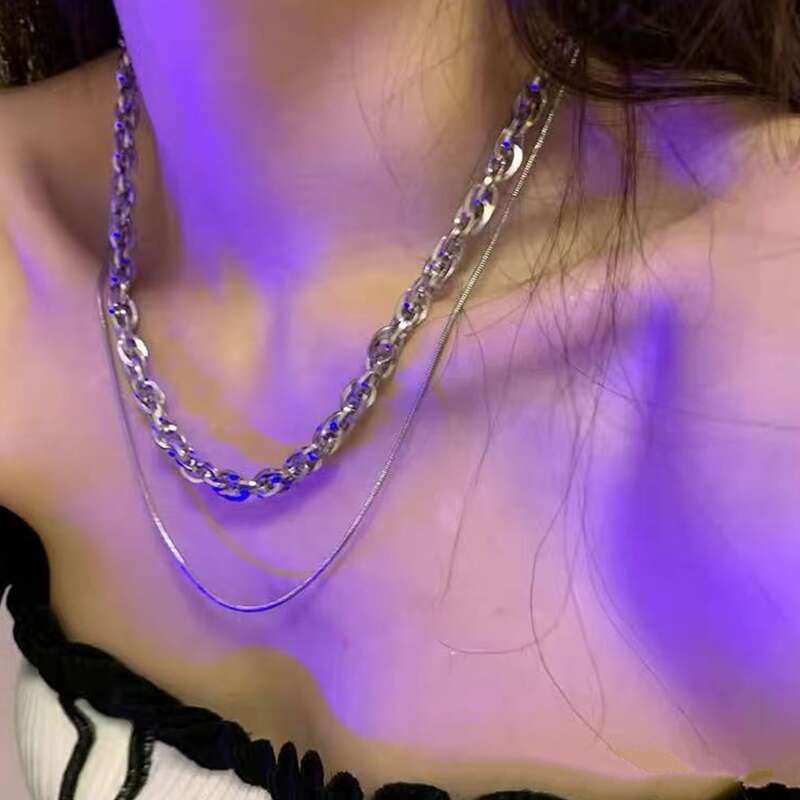

Minimalist Layered Chain Necklace, Silver
