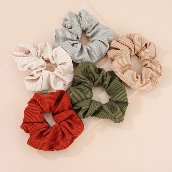 

5pcs Simple Solid Scrunchie, Multicolor