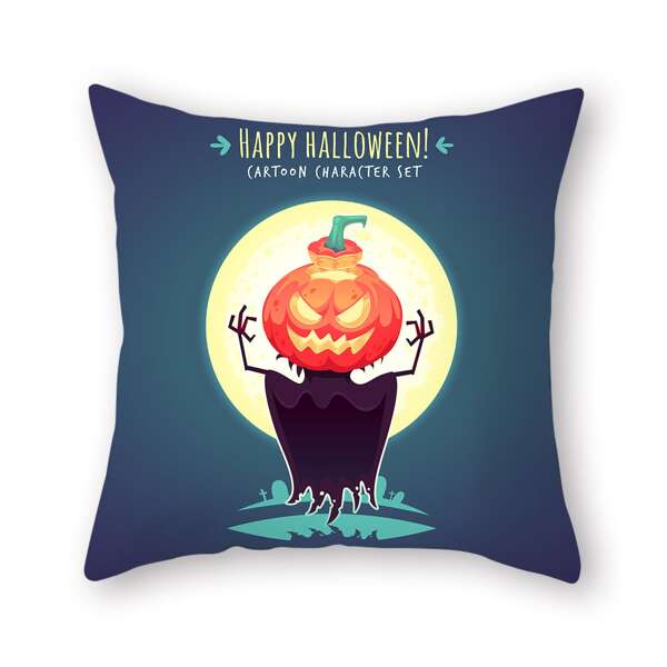

Halloween Cartoon Graphic Cushion Cover Without Filler, Multicolor