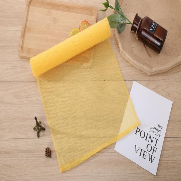

1pc Solid Color Exfoliating Bath Towel, Yellow