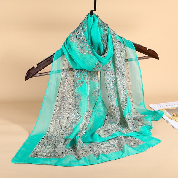 

Graphic Print Scarf, Green