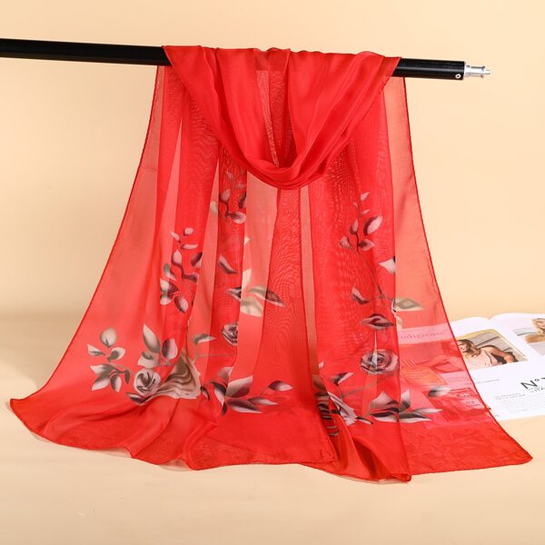 

Flower Print Scarf, Red