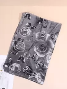 印花圍巾 - 灰色 - 查看 3