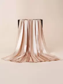 1 chiếc khăn quàng cổ trơn tối giản cho nữ, khăn lụa, khăn choàng bằng vải satin, dây buộc tóc, băng đô lý tưởng để tôn lên vẻ ngoài của bạn, phụ kiện cho phụ nữ, mùa đông, mùa thu - Màu be - Xem 3