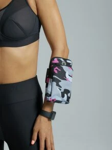 迷彩圖案透氣臂袋 - 玫紅色 - 查看 1