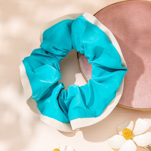 

Contrast Trim Scrunchie, Turquoise