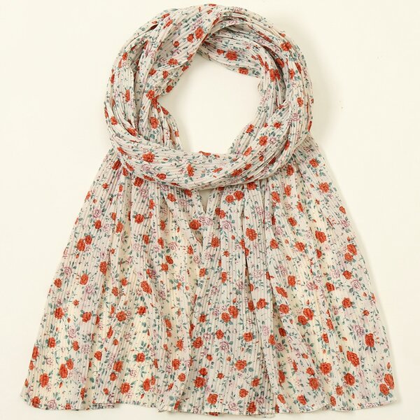 

Chiffon Flower Print Scarf, Multicolor