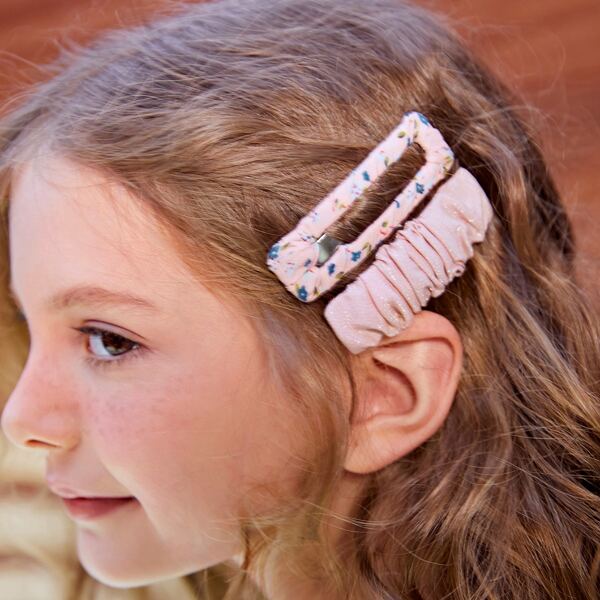 

2pcs Girls Ditsy Floral Print Hair Clip, Pink