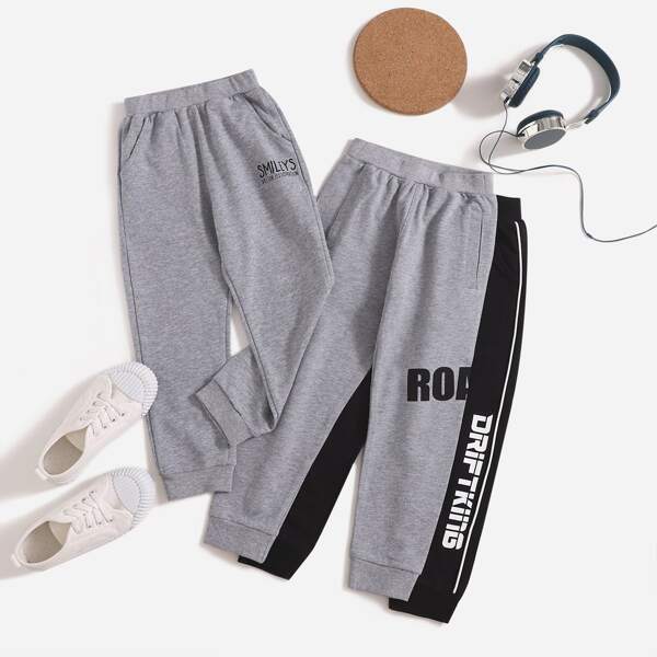 

Toddler Boys 3pcs Letter Graphic Sweatpants, Multicolor