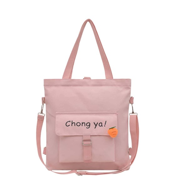 

Letter Graphic Tote Bag, Pink