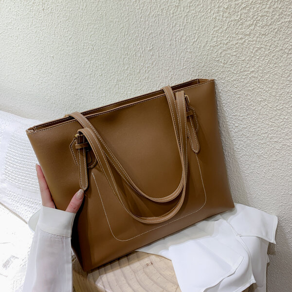 

Buckle Detail Shoulder Tote Bag, Brown