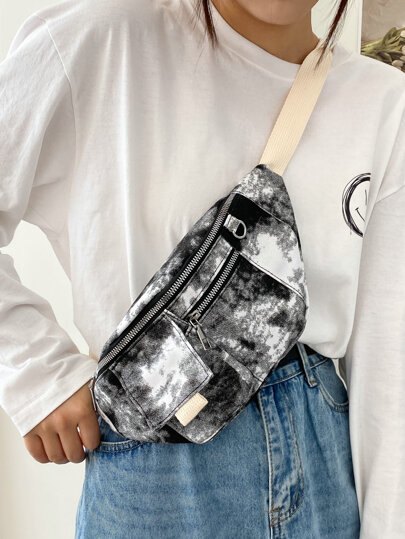 Tie Dye Pattern Multi-compartment Fanny Pack