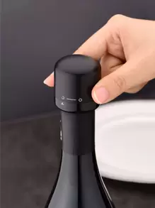 1入組可旋轉紅酒塞 - 黑色 - 查看 1