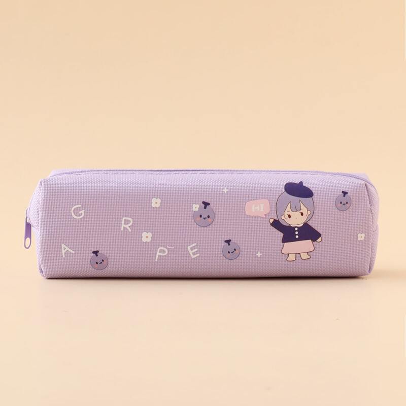 

Cartoon Girl Print Pencil Bag, Dusty pink