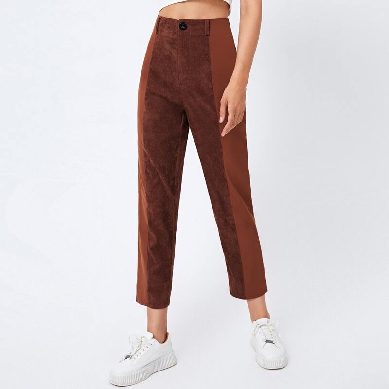 

Colorblock Straight Leg Pants, Brown