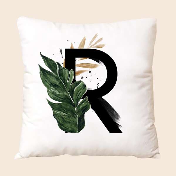 

Leaf & Letter Graphic Cushion Cover Without Filler, Multicolor