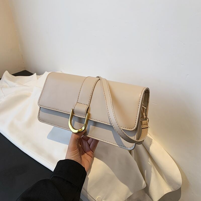 

Metal Decor Flap Shoulder Bag, Khaki